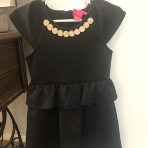 Lilly Pulitzer black dress with gold beaded embroidered detail